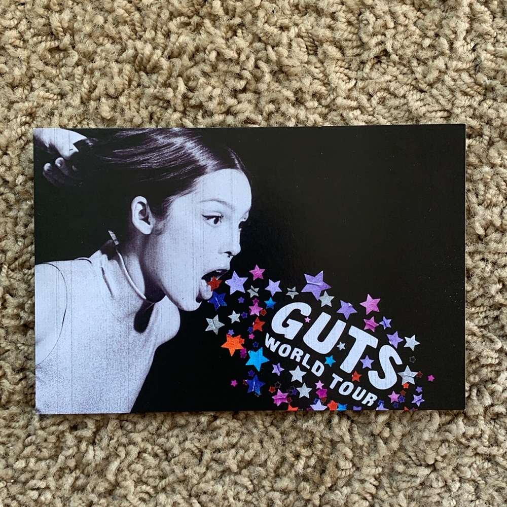 olivia rodrigo postcard (GUTS bus experience)